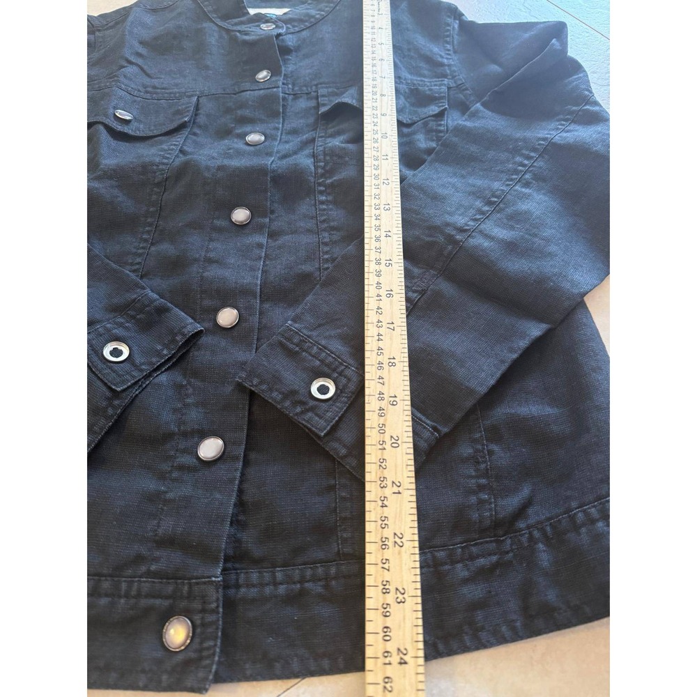 Saint Tropez West 100% Linen Black‎ Snap Front Jacket - Women's Size X - Picture 5 of 5